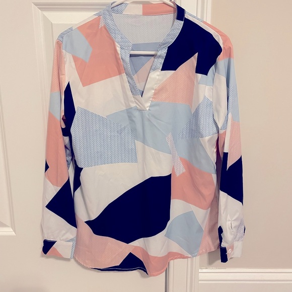 Pop Lover - Women's Casual Printed Blouses Geometric Pattern - Small - Picture 3 of 4